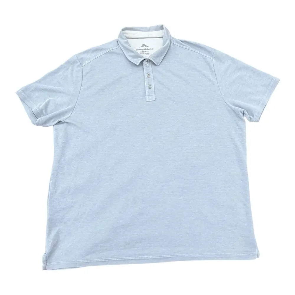 Tommy Bahama Men's Casual Gray Tencel Lyocell Blend Short Sleeve Polo Sz XXL - Picture 1 of 3